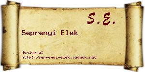 Seprenyi Elek névjegykártya